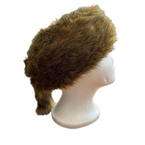 Handcrafted Raccoon Hat with Tail Plush Faux Fur costume cosplay Daniel Boone OS